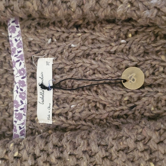 Isabella Sinclair Chunky Knit Cardigan Sweater Brown Shawl Collar Cozy Fall Sz M - Picture 3 of 5